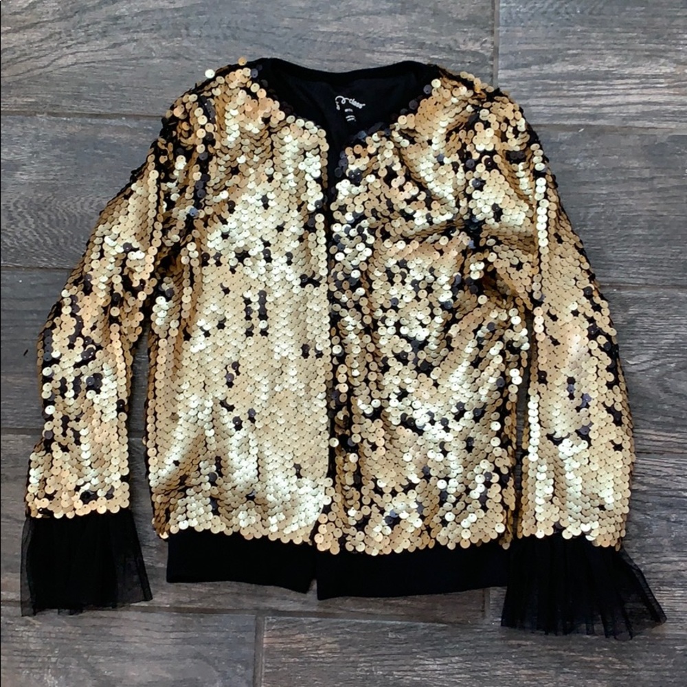 Girls gold and black sequin jacket age 7/8